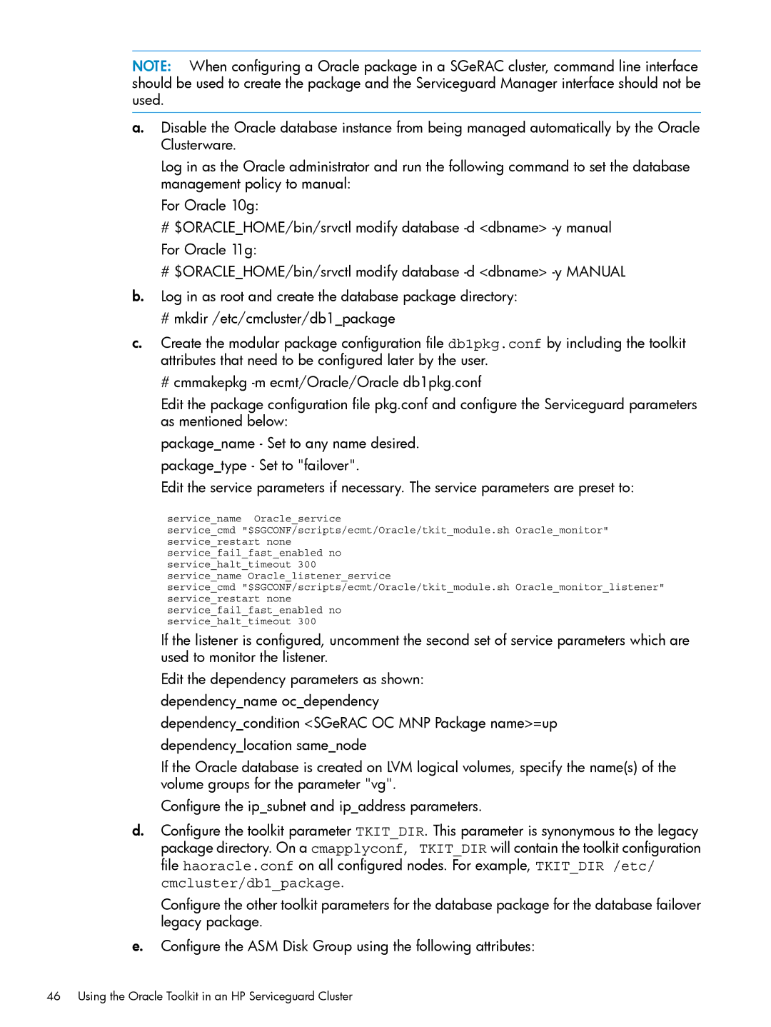 HP Serviceguard Toolkit for Oracle Data Guard manual Using the Oracle Toolkit in an HP Serviceguard Cluster 