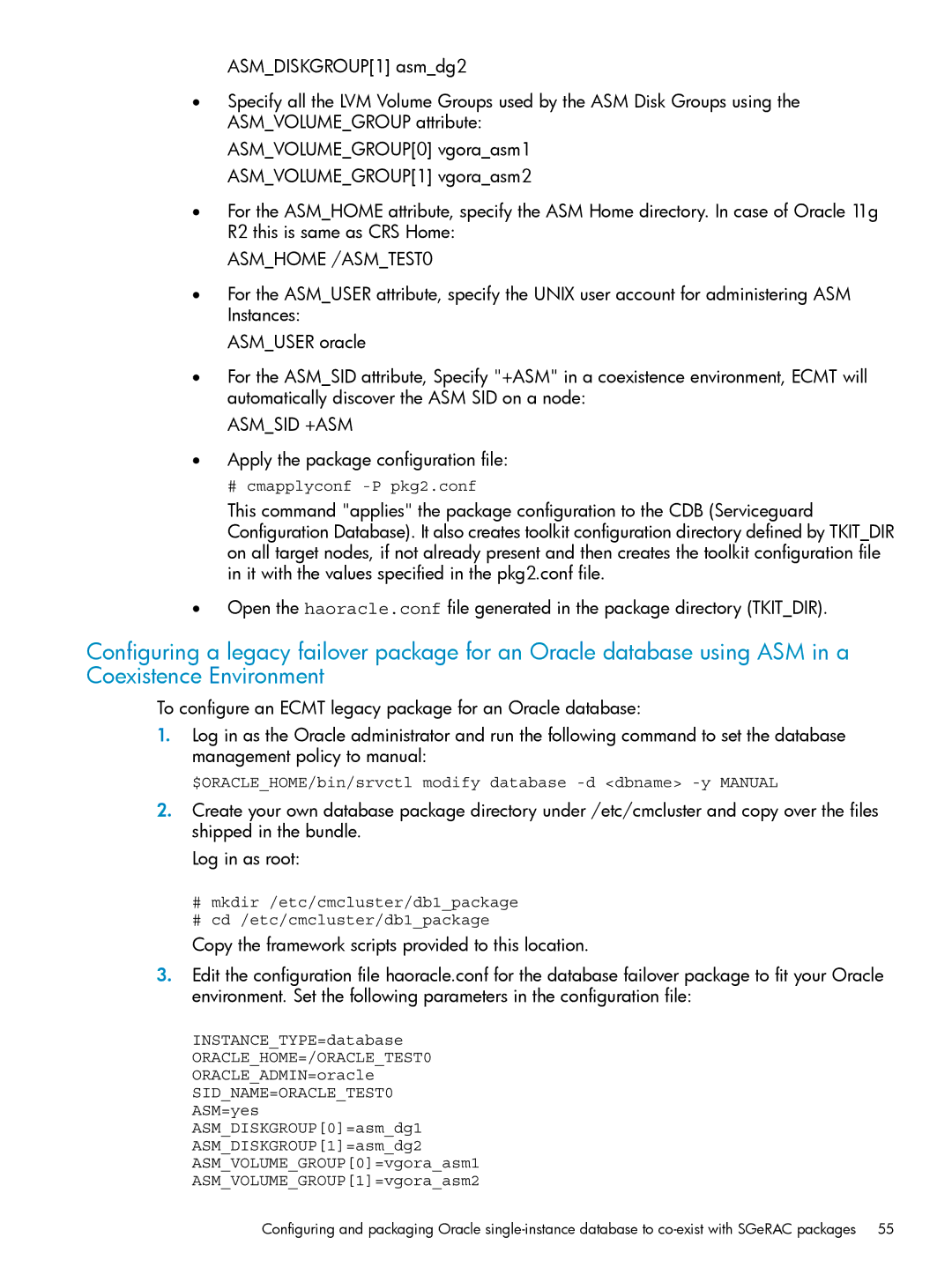 HP Serviceguard Toolkit for Oracle Data Guard manual Asmsid +ASM 
