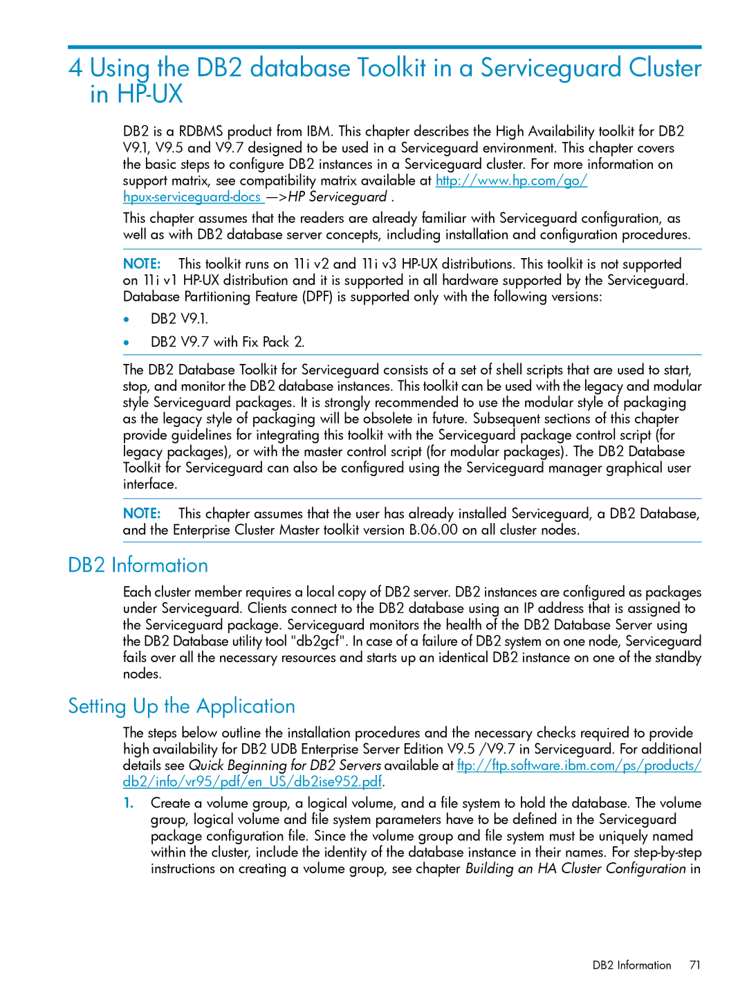 HP Serviceguard Toolkit for Oracle Data Guard manual DB2 Information 