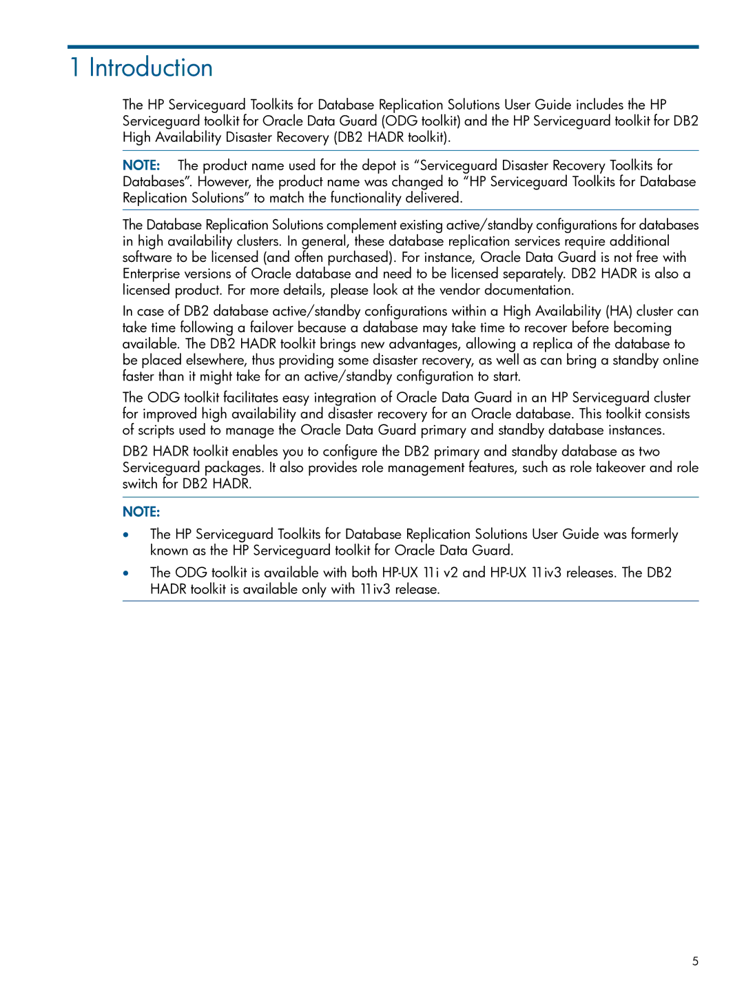 HP Serviceguard Toolkits for Database Replication Solutions manual Introduction 