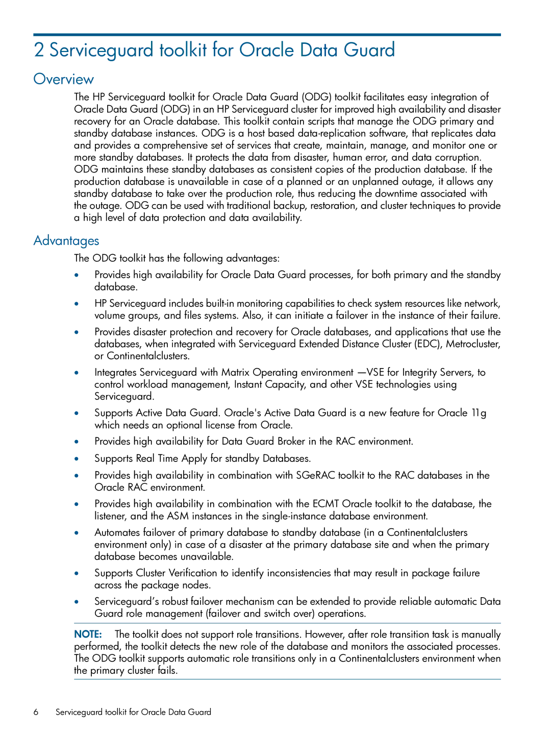 HP Serviceguard Toolkits for Database Replication Solutions manual Overview, Advantages 