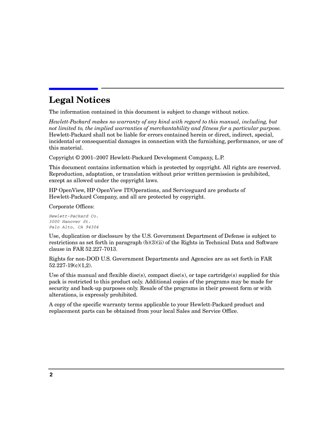 HP Serviceguard manual Legal Notices 