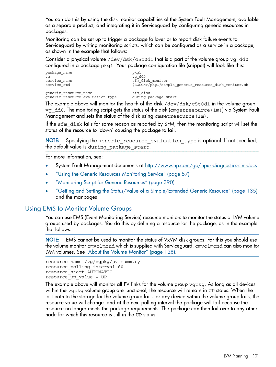 HP Serviceguard manual Using EMS to Monitor Volume Groups 