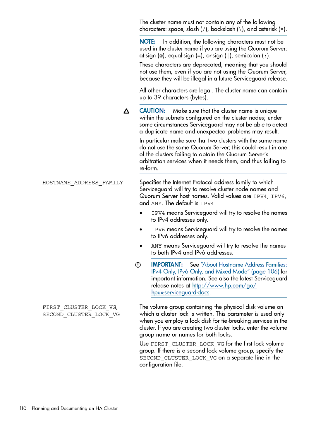 HP Serviceguard manual Planning and Documenting an HA Cluster 