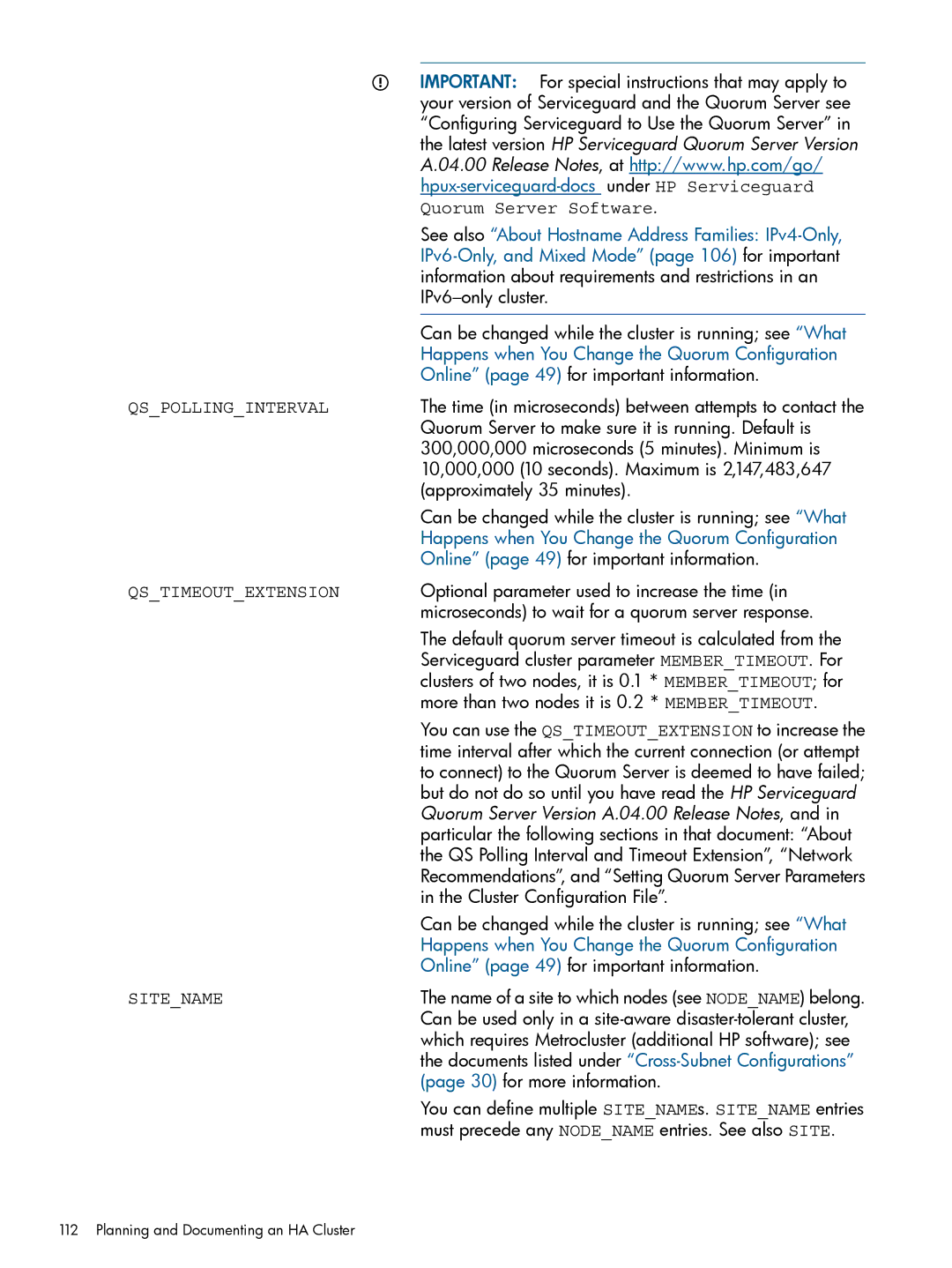 HP manual Hpux-serviceguard-docs under HP Serviceguard, See also About Hostname Address Families IPv4-Only 