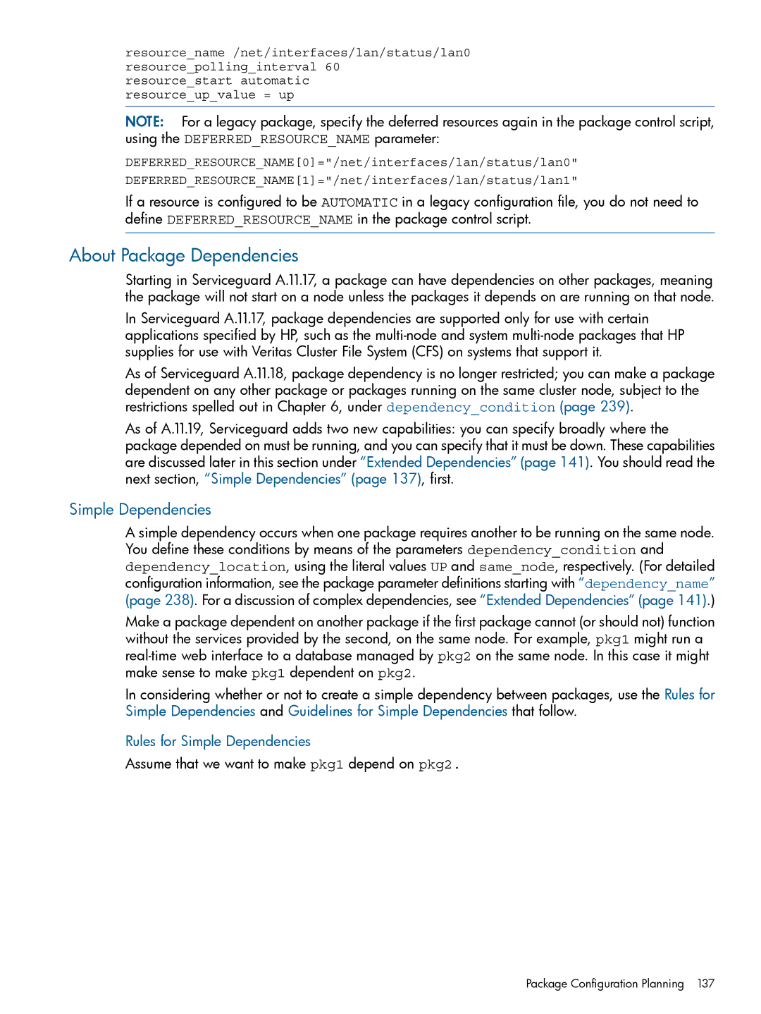 HP Serviceguard manual About Package Dependencies, Rules for Simple Dependencies 