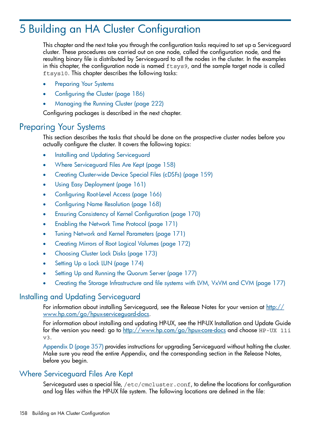 HP manual Building an HA Cluster Configuration, Preparing Your Systems, Installing and Updating Serviceguard 