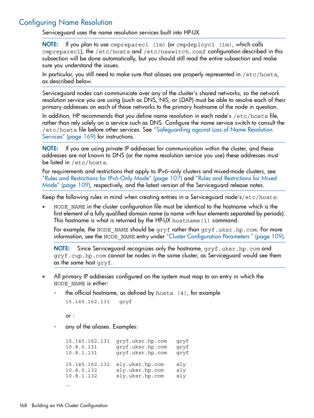 HP Serviceguard manual Configuring Name Resolution, Official hostname, as defined by hosts 4, for example 