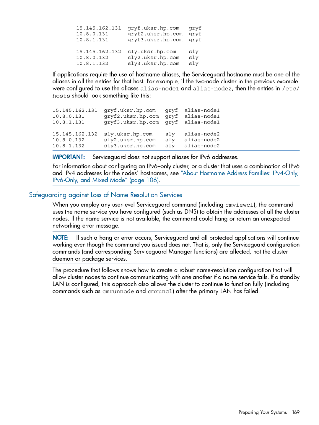 HP Serviceguard manual Safeguarding against Loss of Name Resolution Services 