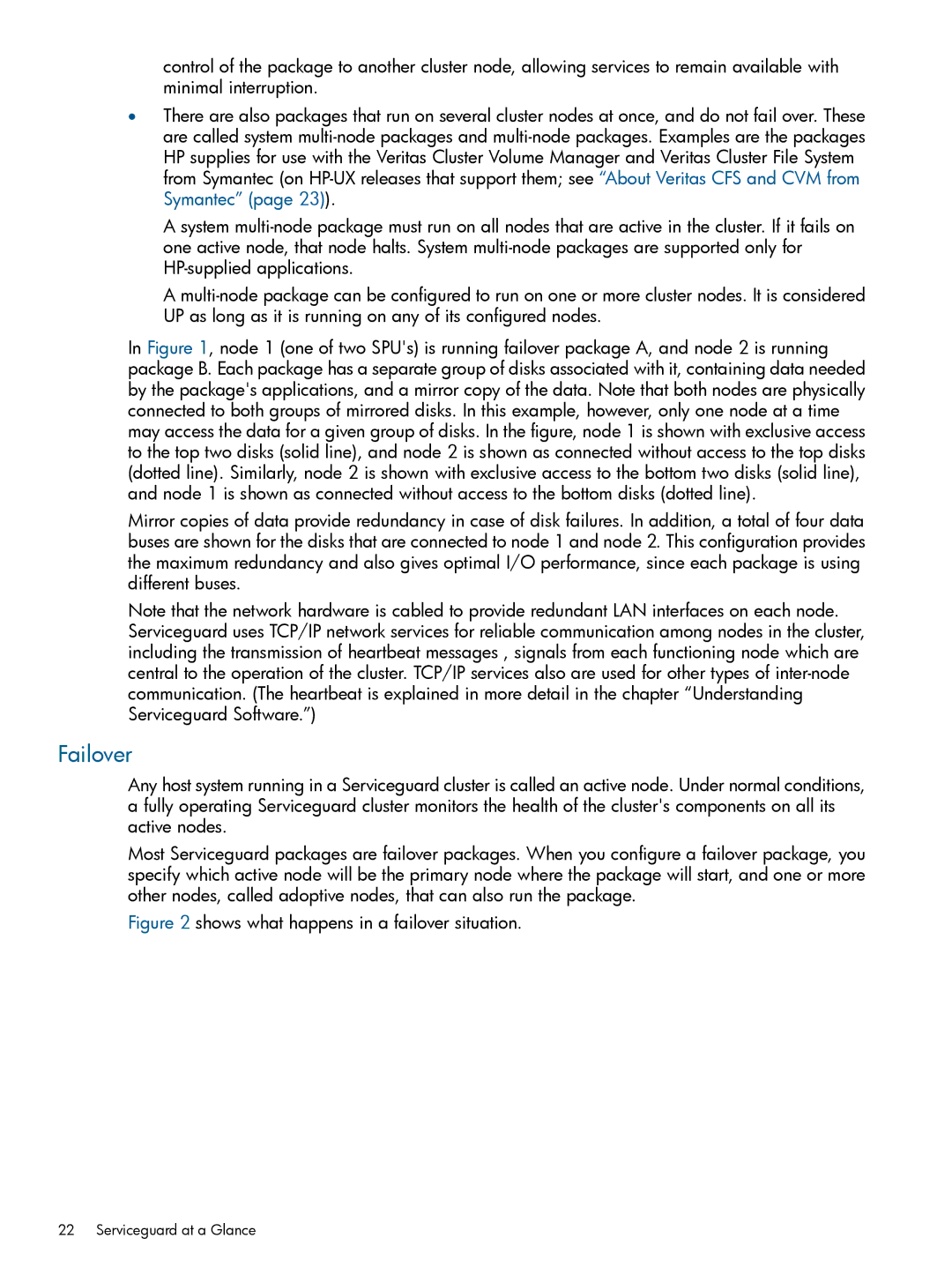 HP Serviceguard manual Failover, Shows what happens in a failover situation 