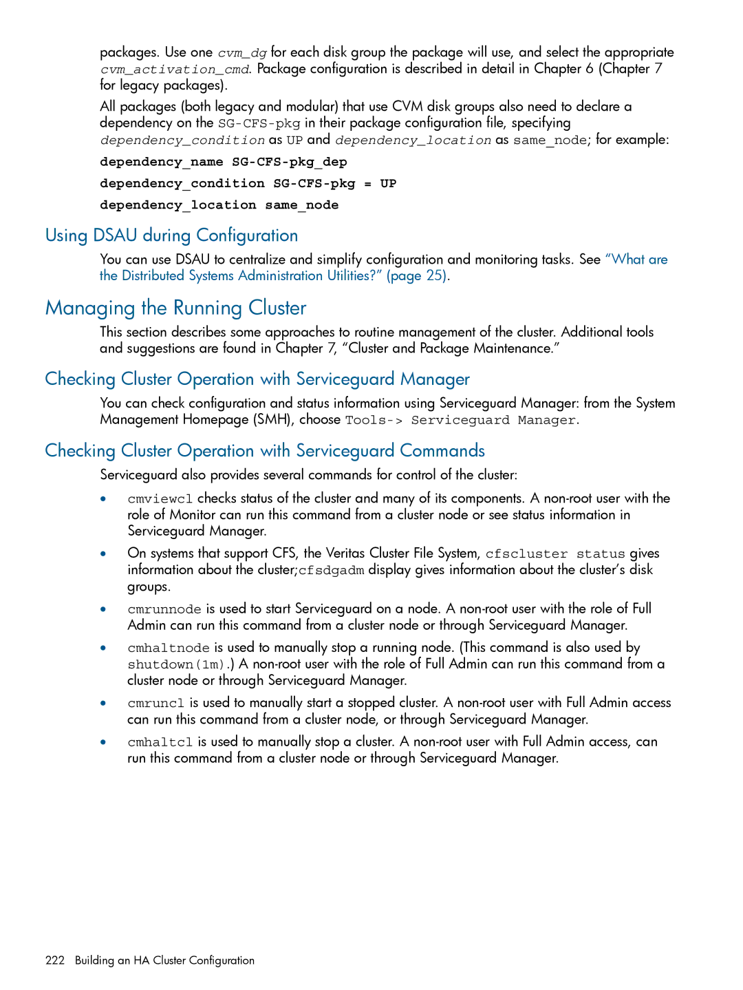 HP Serviceguard manual Managing the Running Cluster, Using Dsau during Configuration 