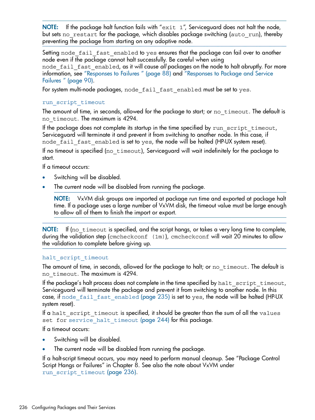 HP Serviceguard manual Runscripttimeout, Haltscripttimeout 