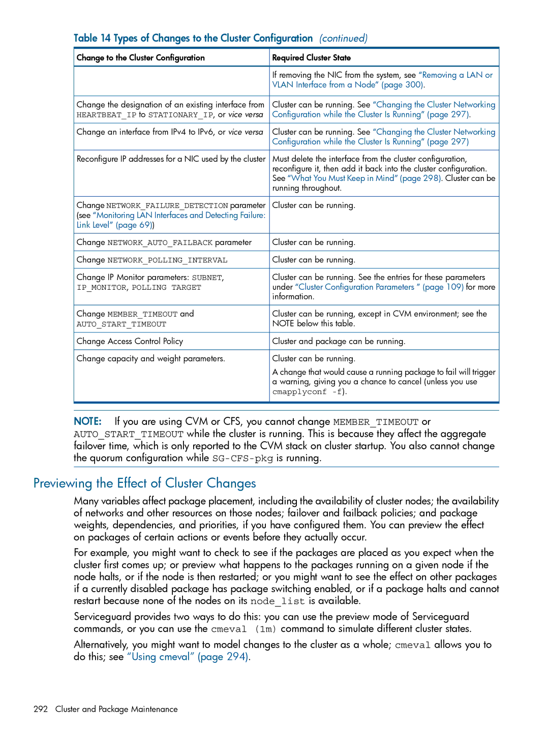 HP Serviceguard manual Previewing the Effect of Cluster Changes, Change to the Cluster Configuration 