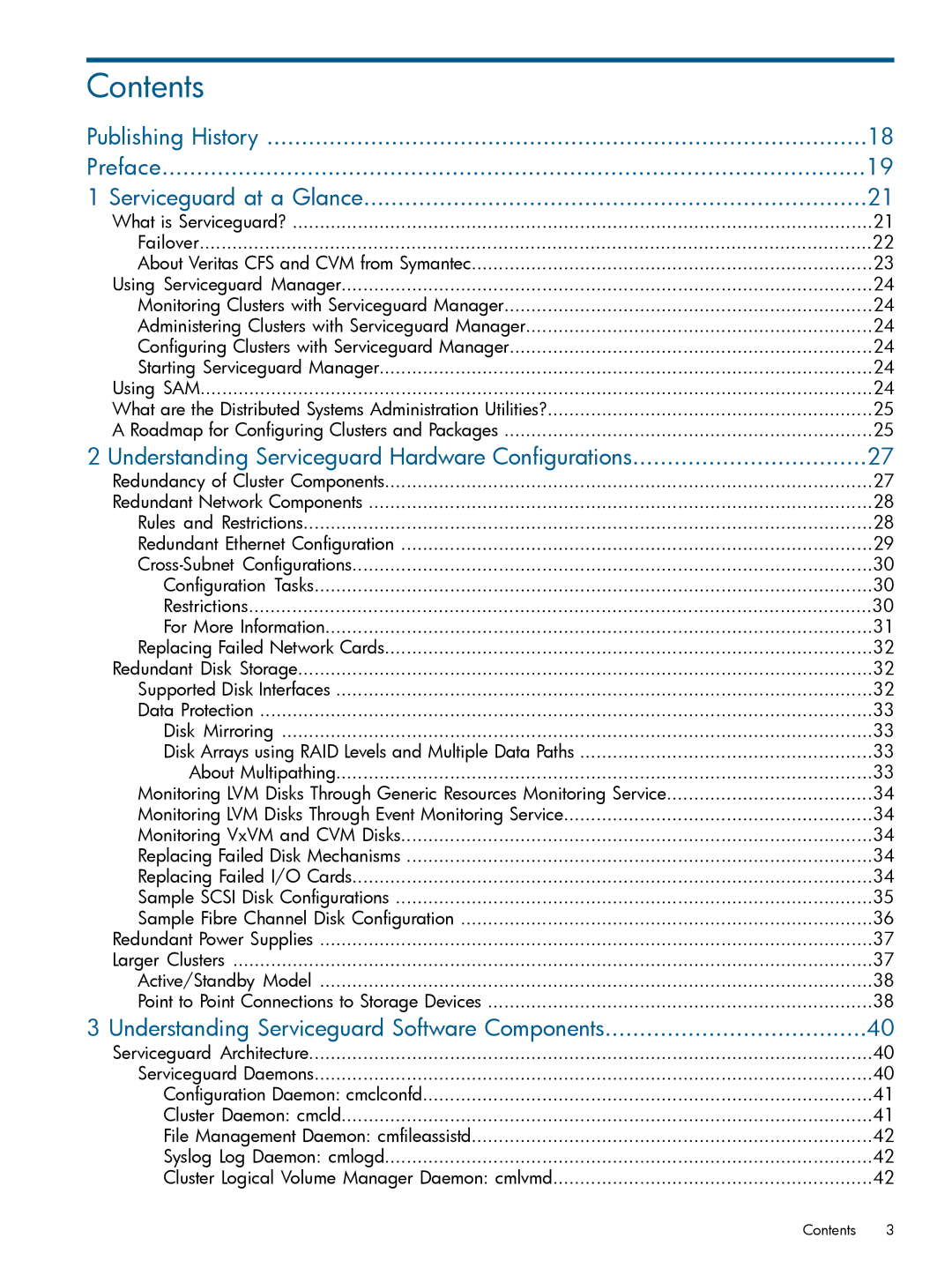 HP Serviceguard manual Contents 