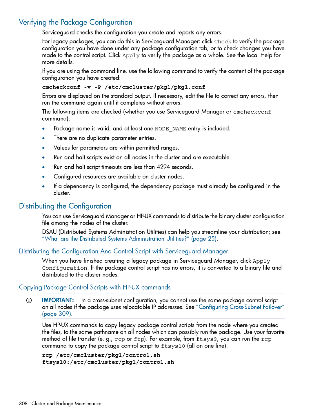 HP Serviceguard manual Verifying the Package Configuration, Distributing the Configuration 