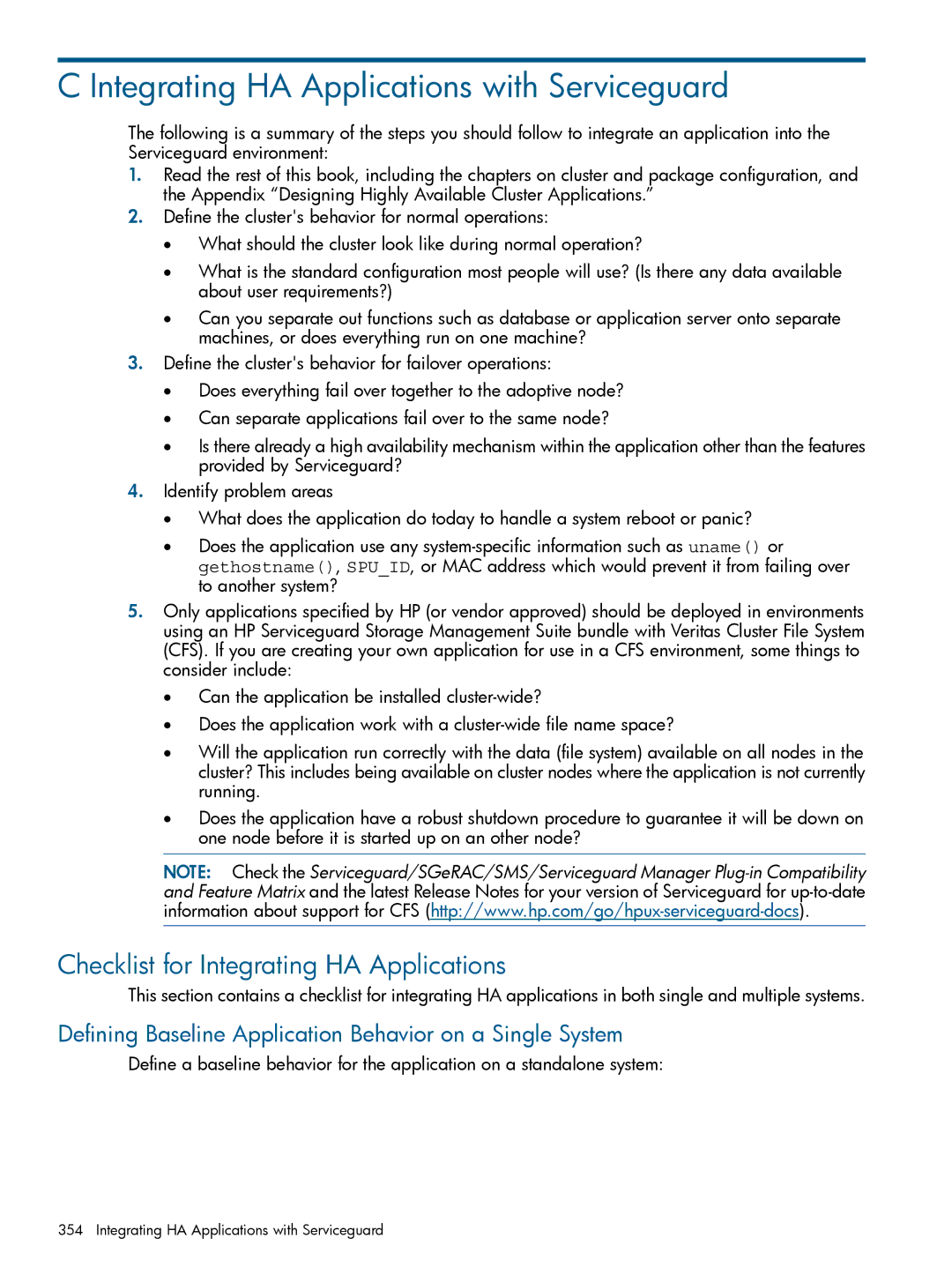 HP manual Integrating HA Applications with Serviceguard, Checklist for Integrating HA Applications 