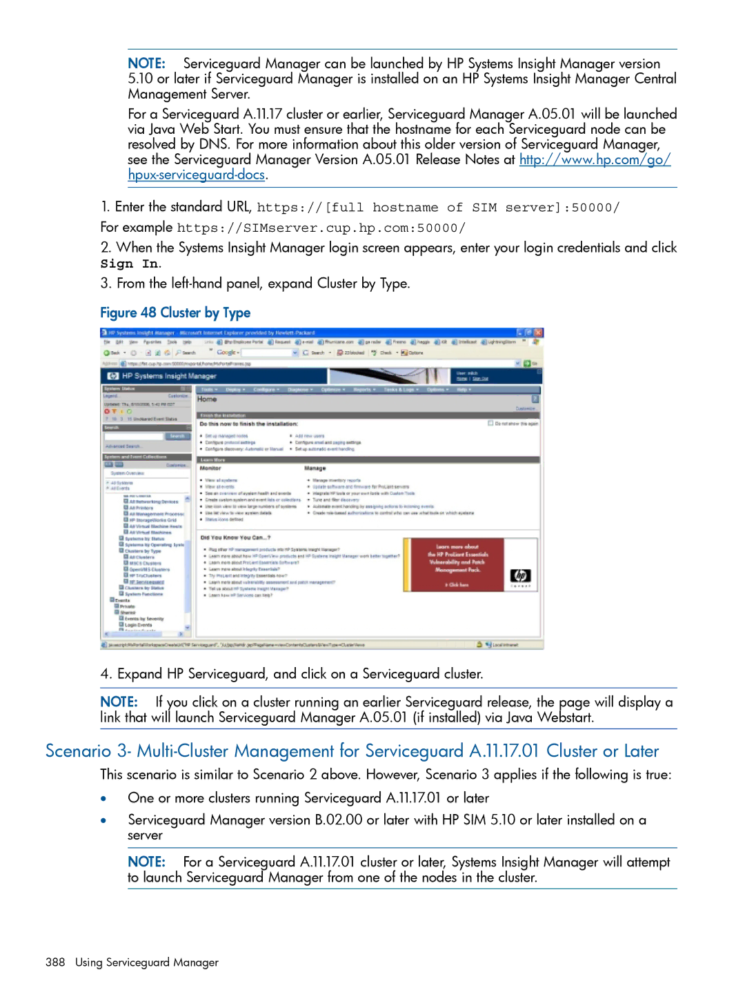 HP Serviceguard manual Sign, From the left-hand panel, expand Cluster by Type 