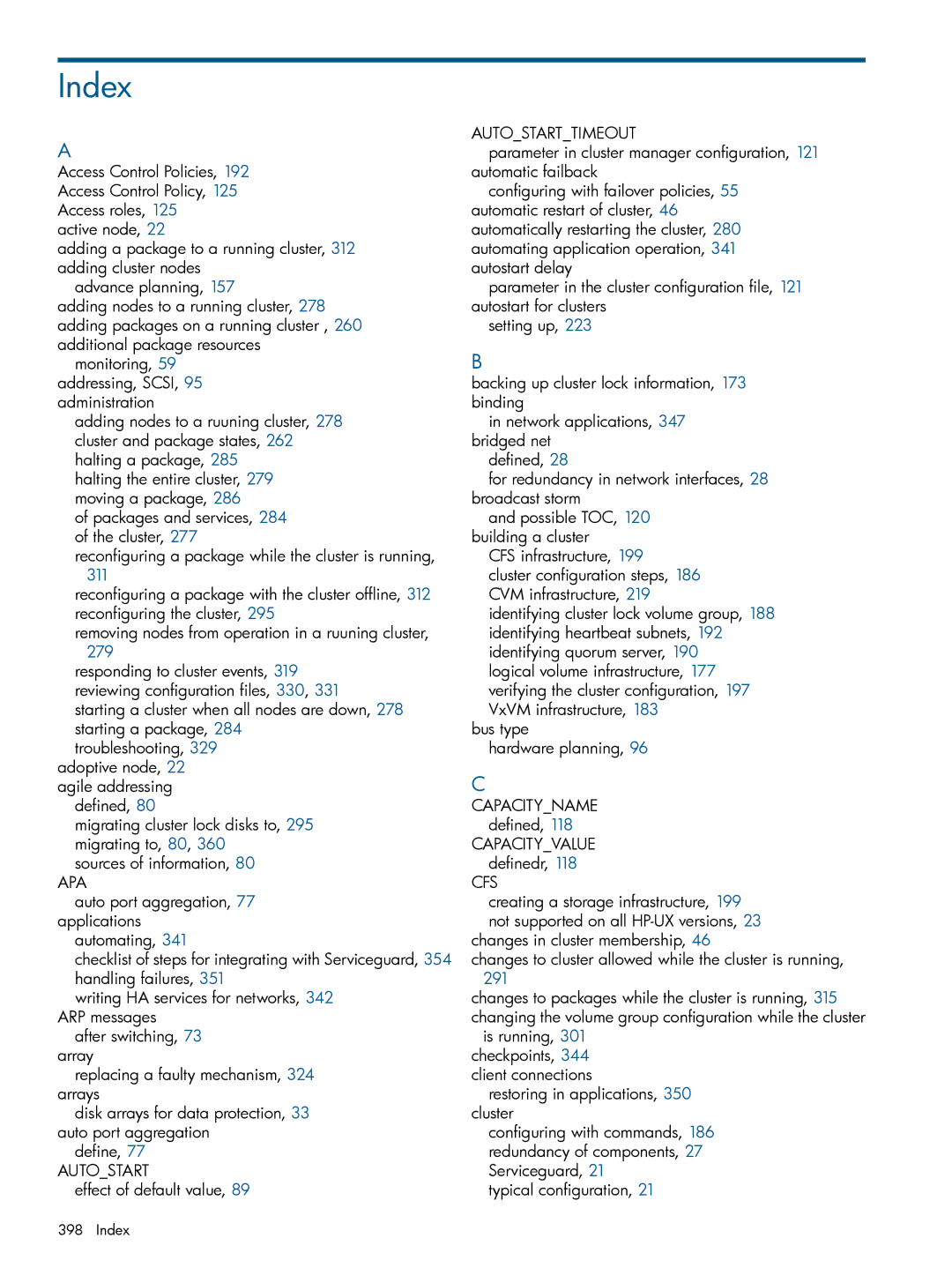 HP Serviceguard manual Index, Apa 