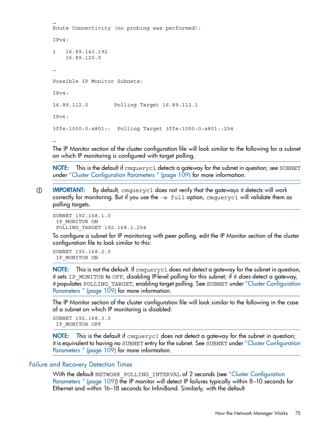 HP Serviceguard manual Failure and Recovery Detection Times 