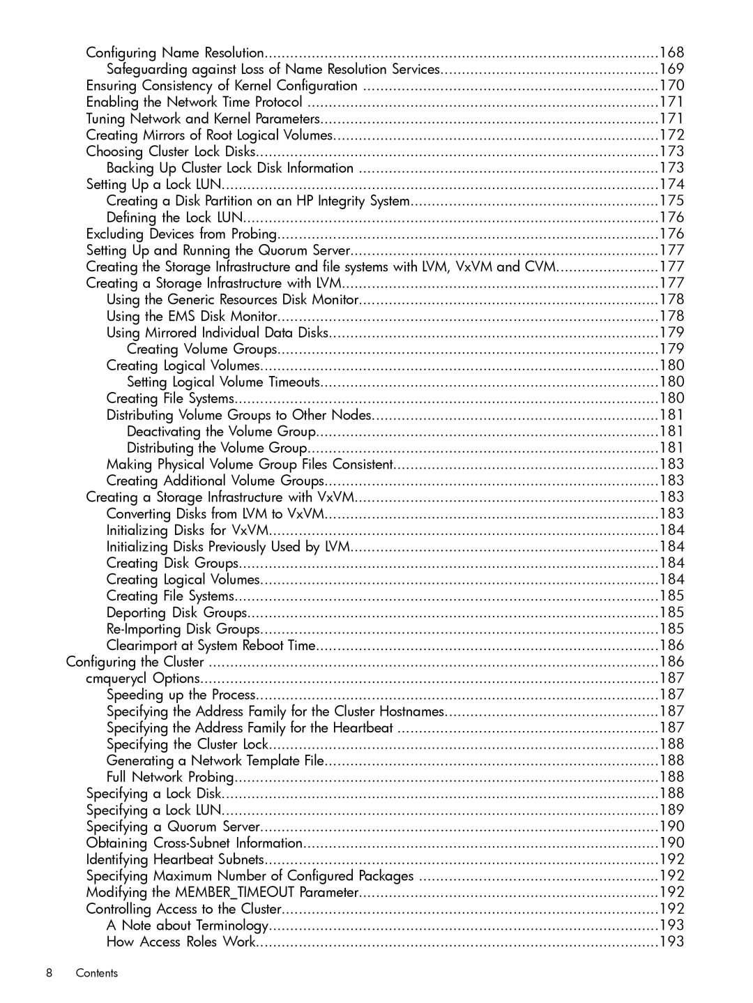 HP Serviceguard manual Contents 