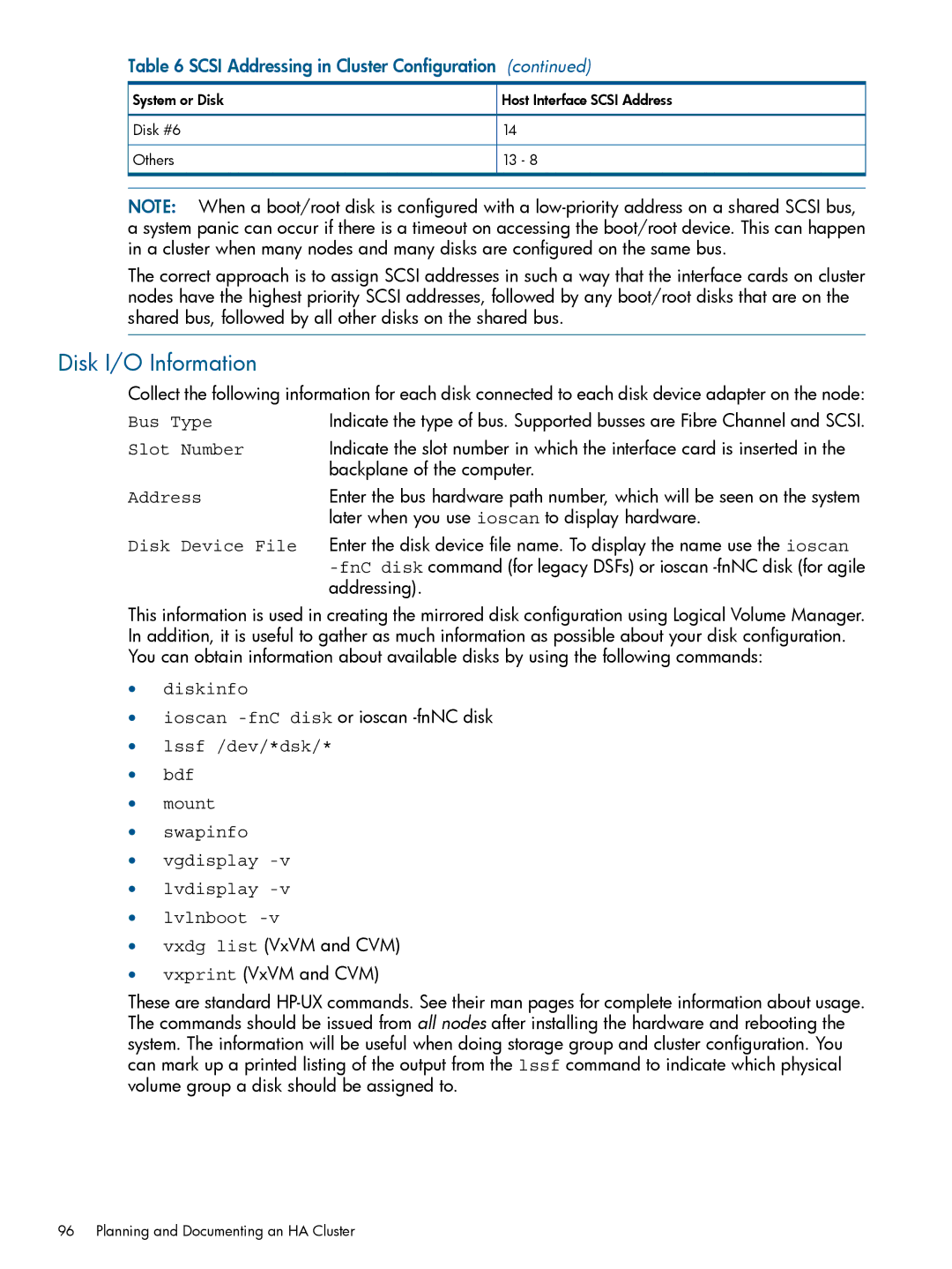 HP Serviceguard manual Disk I/O Information, Diskinfo 