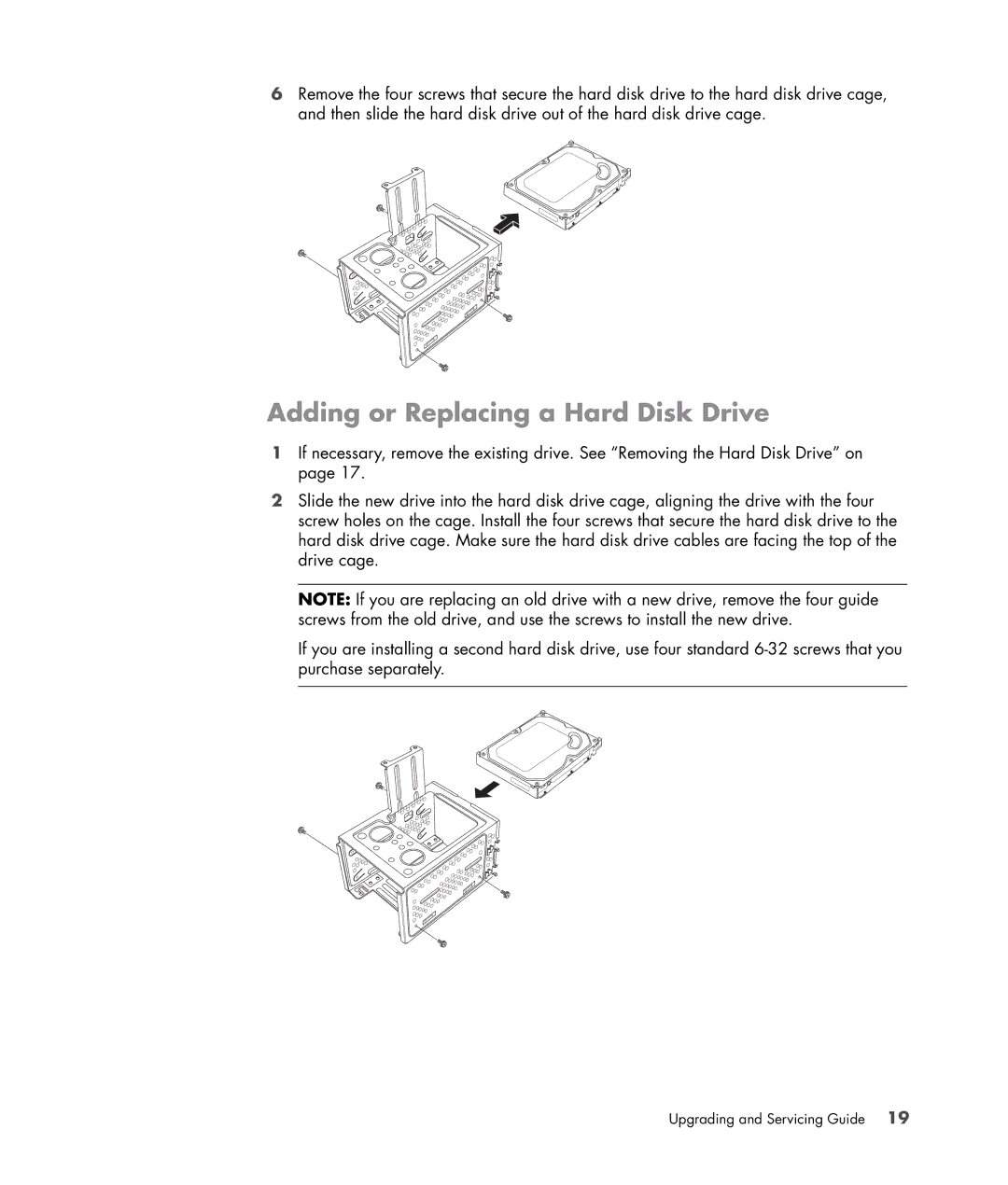 HP SG3245IN, SG3140IL manual Adding or Replacing a Hard Disk Drive 