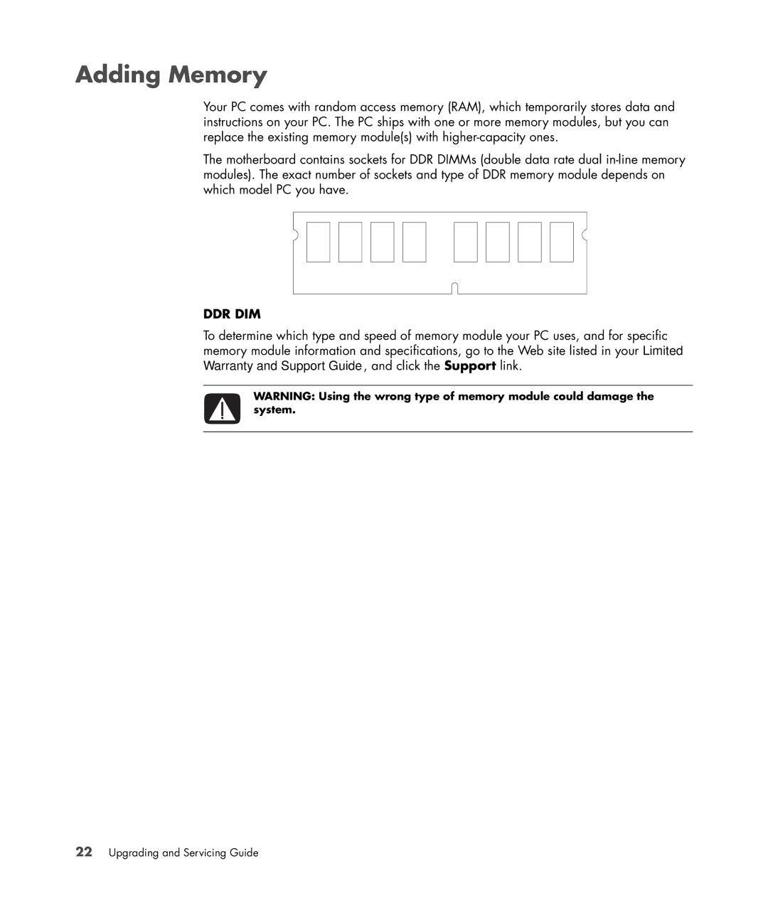 HP SG3140IL, SG3245IN manual Adding Memory, Ddr Dim 