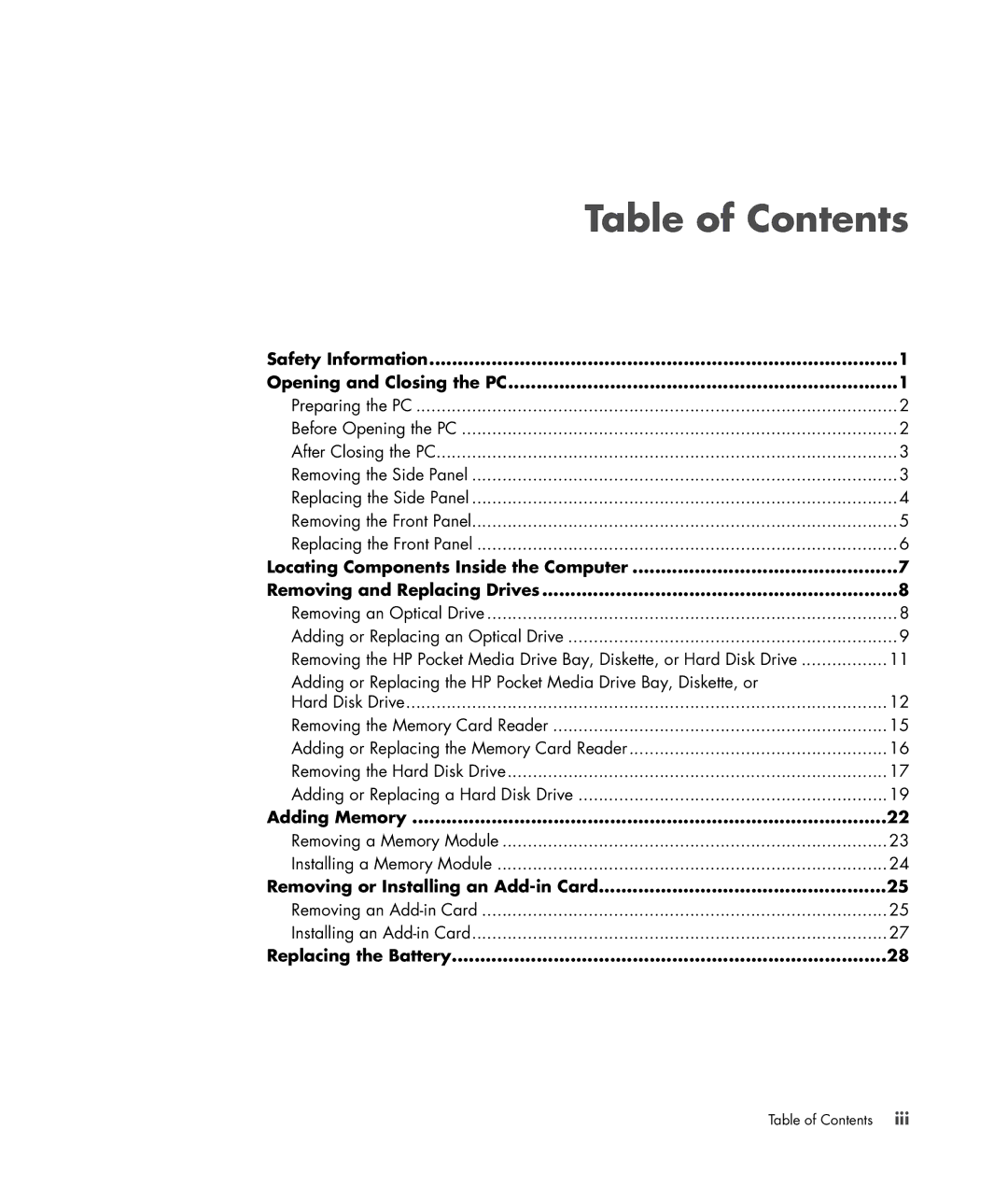 HP SG3245IN, SG3140IL manual Table of Contents 