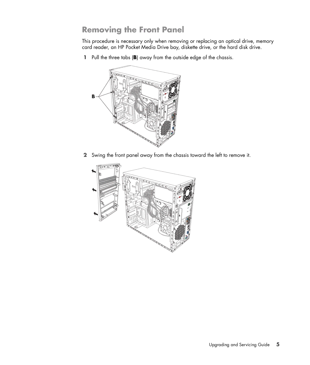 HP SG3245IN, SG3140IL manual Removing the Front Panel 