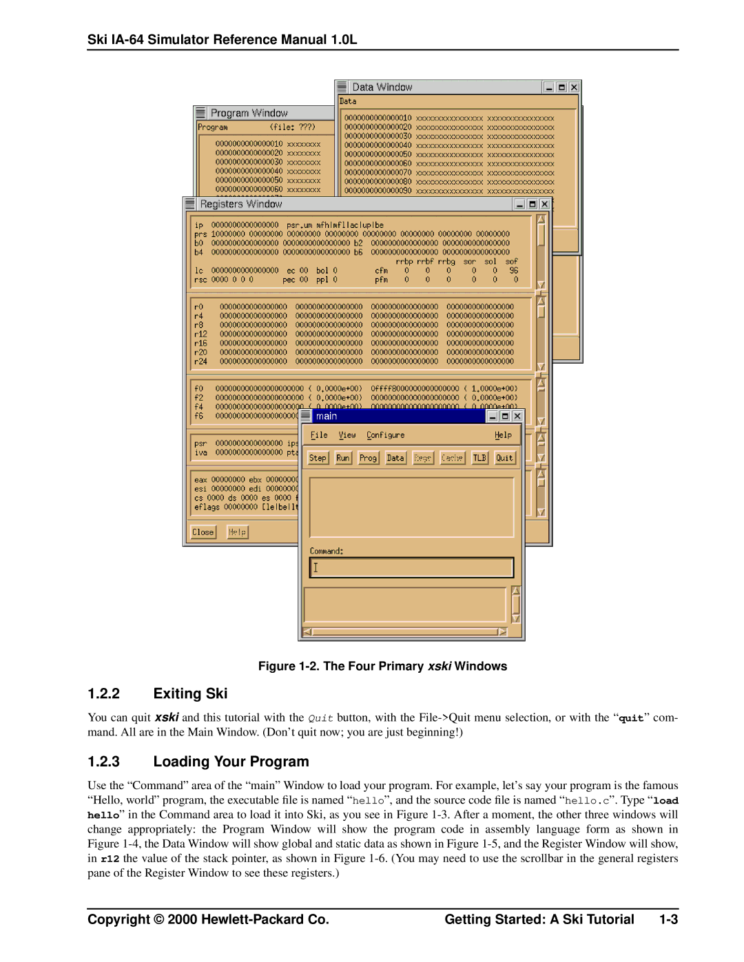 HP IA-64, Ski Simulator manual Exiting Ski, Loading Your Program 