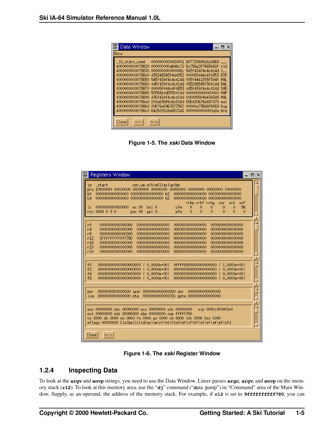 HP IA-64, Ski Simulator manual Inspecting Data, Xski Data Window 