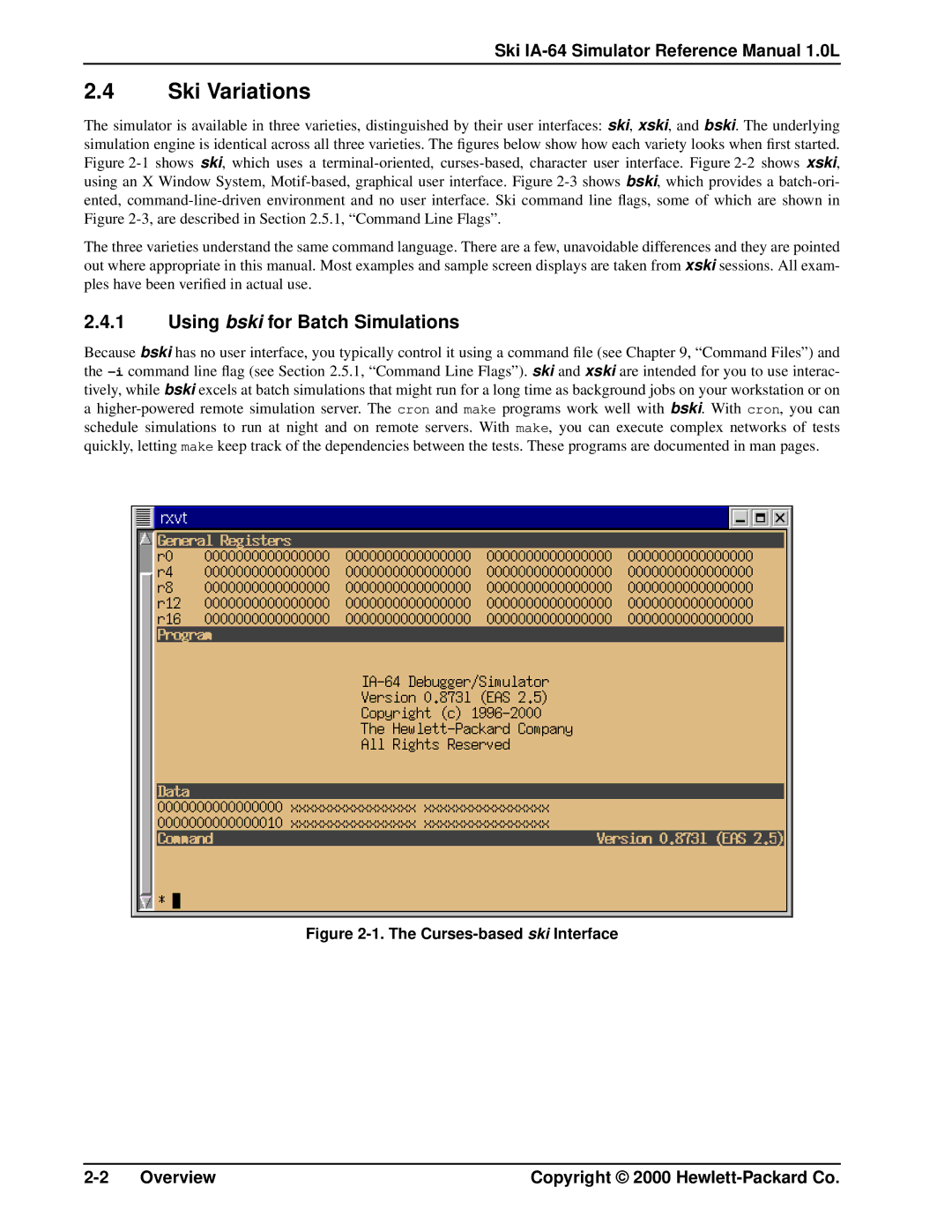 HP Ski Simulator, IA-64 manual Ski Variations, Using bski for Batch Simulations 