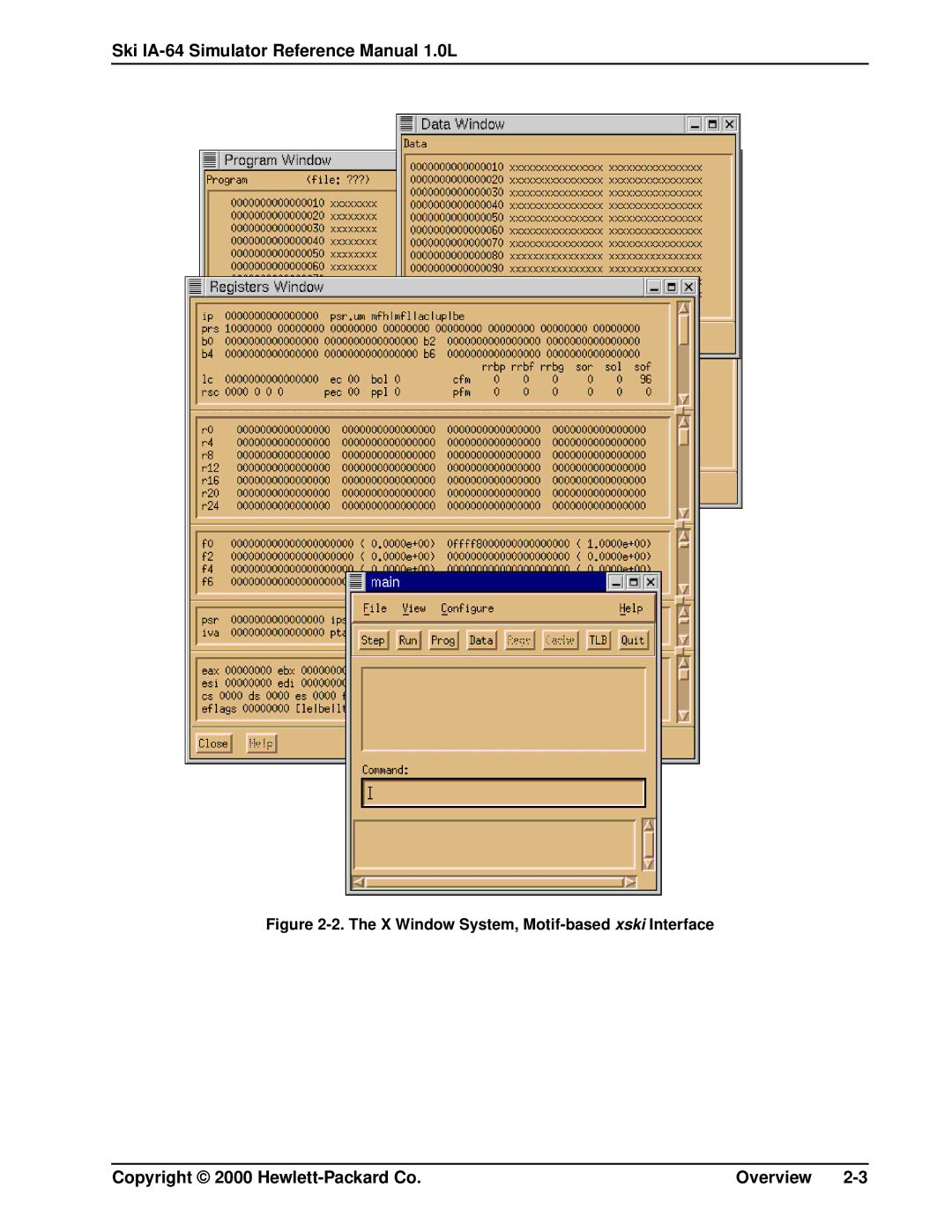 HP IA-64, Ski Simulator manual X Window System, Motif-based xski Interface 