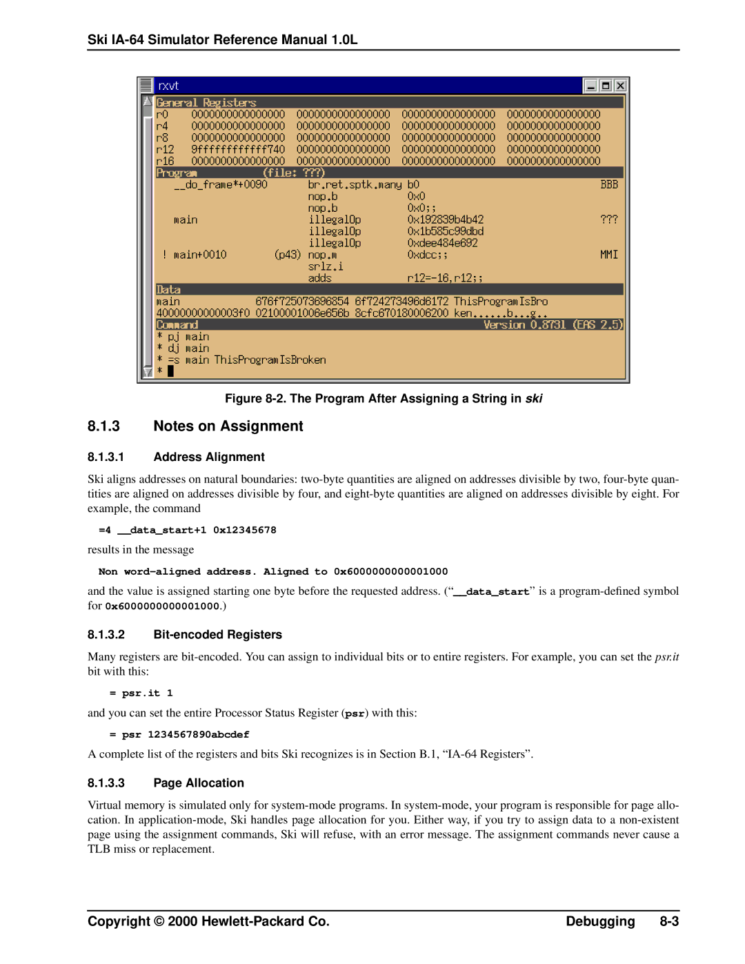 HP IA-64, Ski Simulator manual Bit-encoded Registers, Allocation 