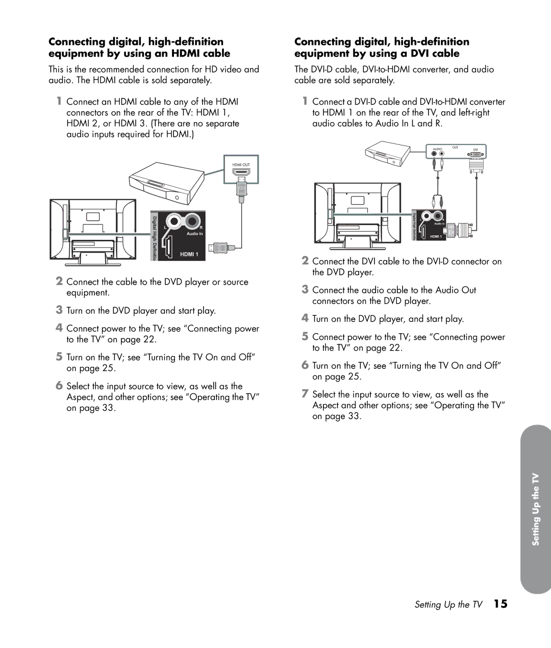 HP SL4282N 42 inch manual Setting Up the TV 