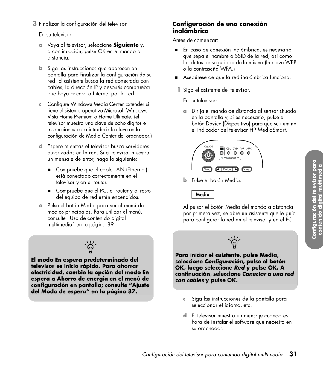 HP SL4282N 42 inch manual Configuración de una conexión inalámbrica 