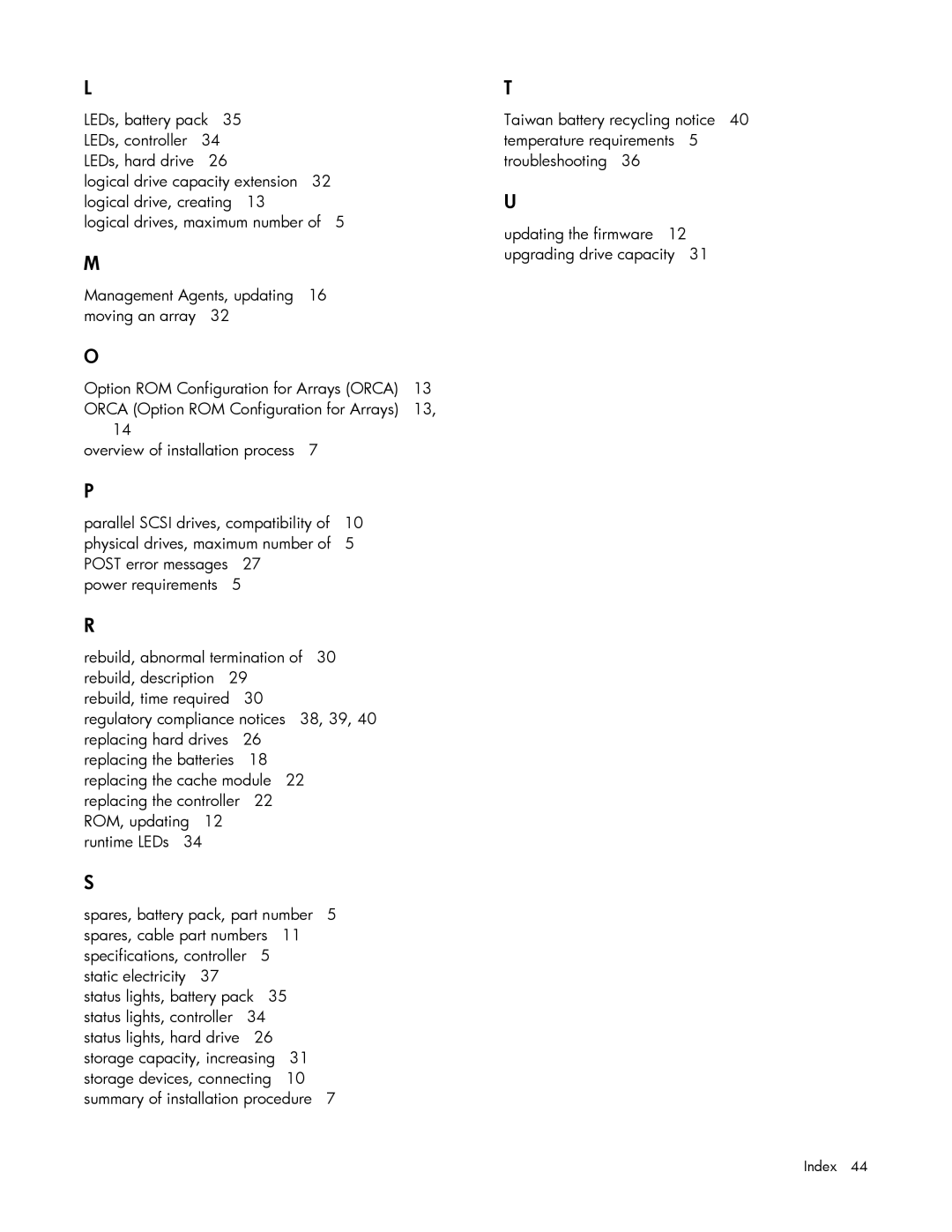 HP Smart Array (RAID) Host Bus Adapters manual Post error messages 