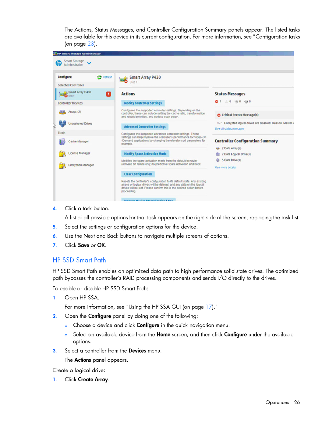 HP Smart Storage Adstrator manual HP SSD Smart Path 