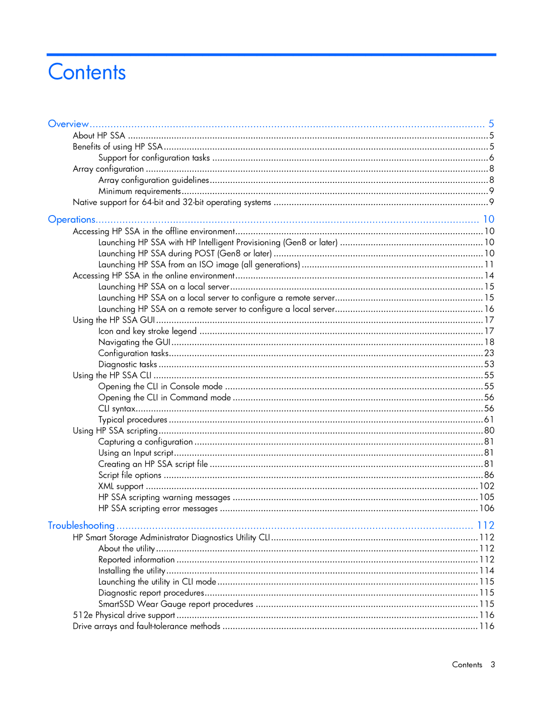 HP Smart Storage Adstrator manual Contents 