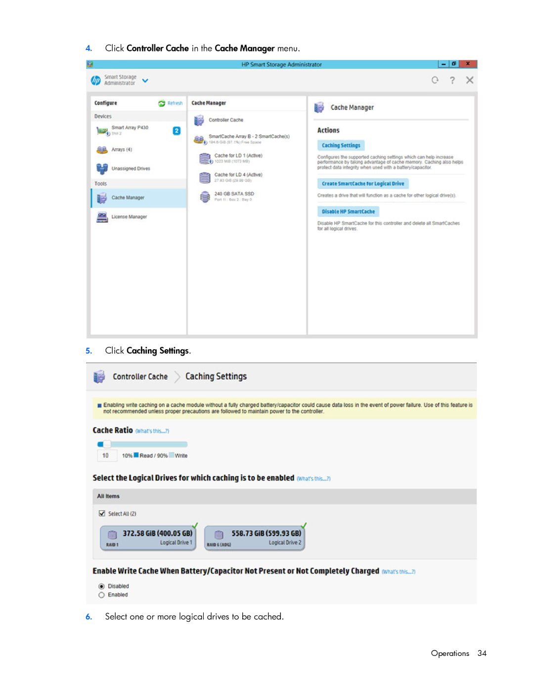 HP Smart Storage Adstrator manual Operations 