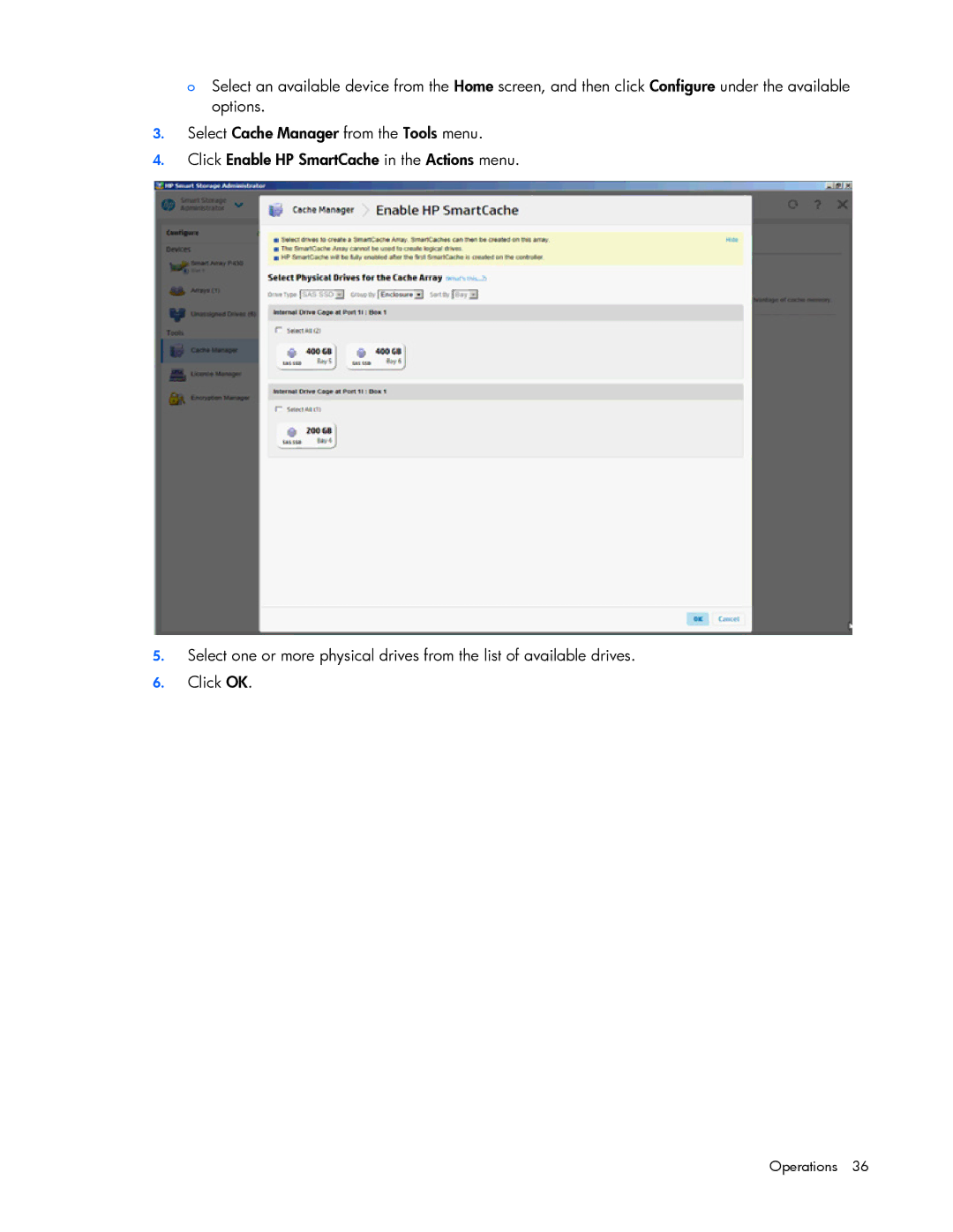 HP Smart Storage Adstrator manual Operations 