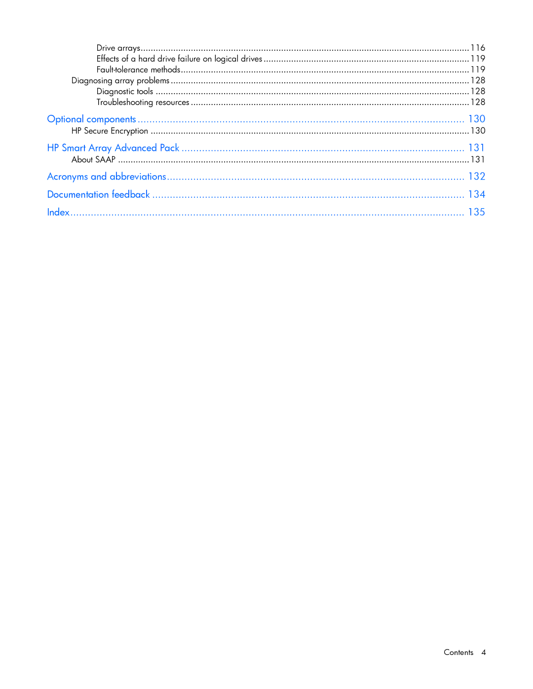 HP Smart Storage Adstrator manual Optional components 130 