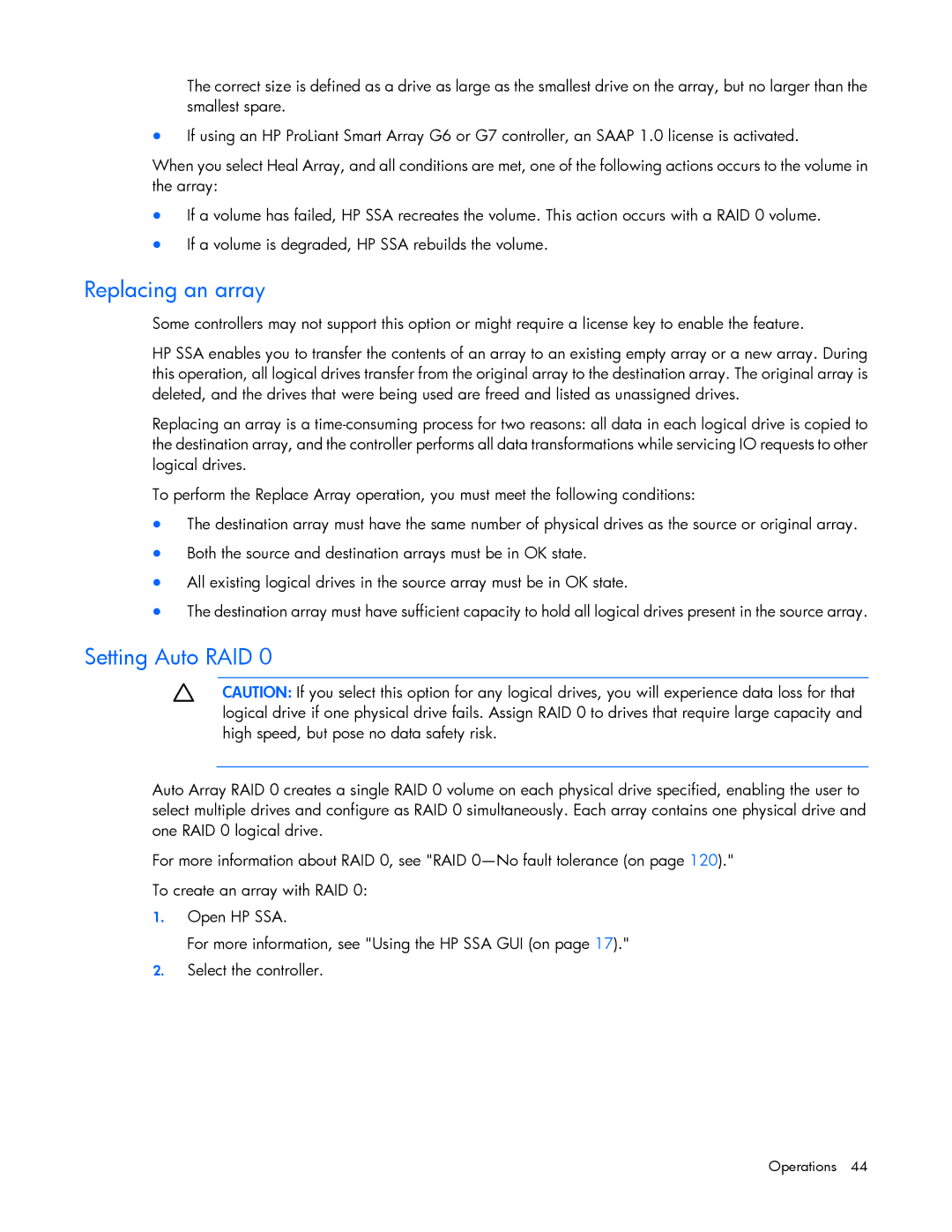 HP Smart Storage Adstrator manual Replacing an array, Setting Auto RAID 