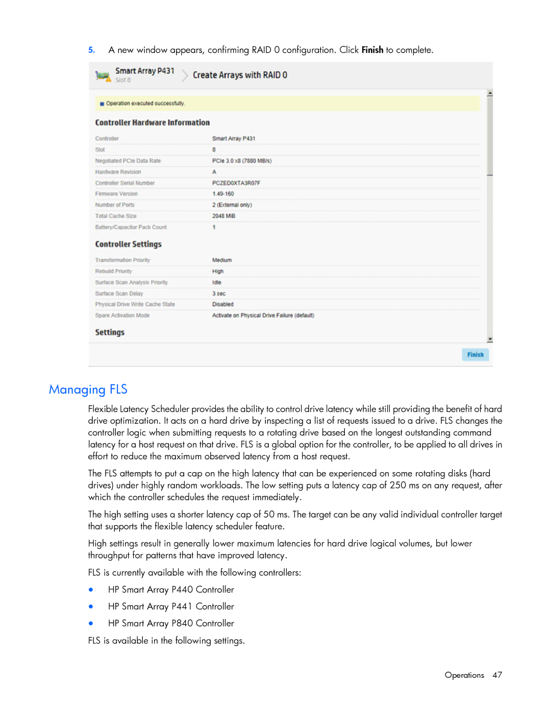 HP Smart Storage Adstrator manual Managing FLS 