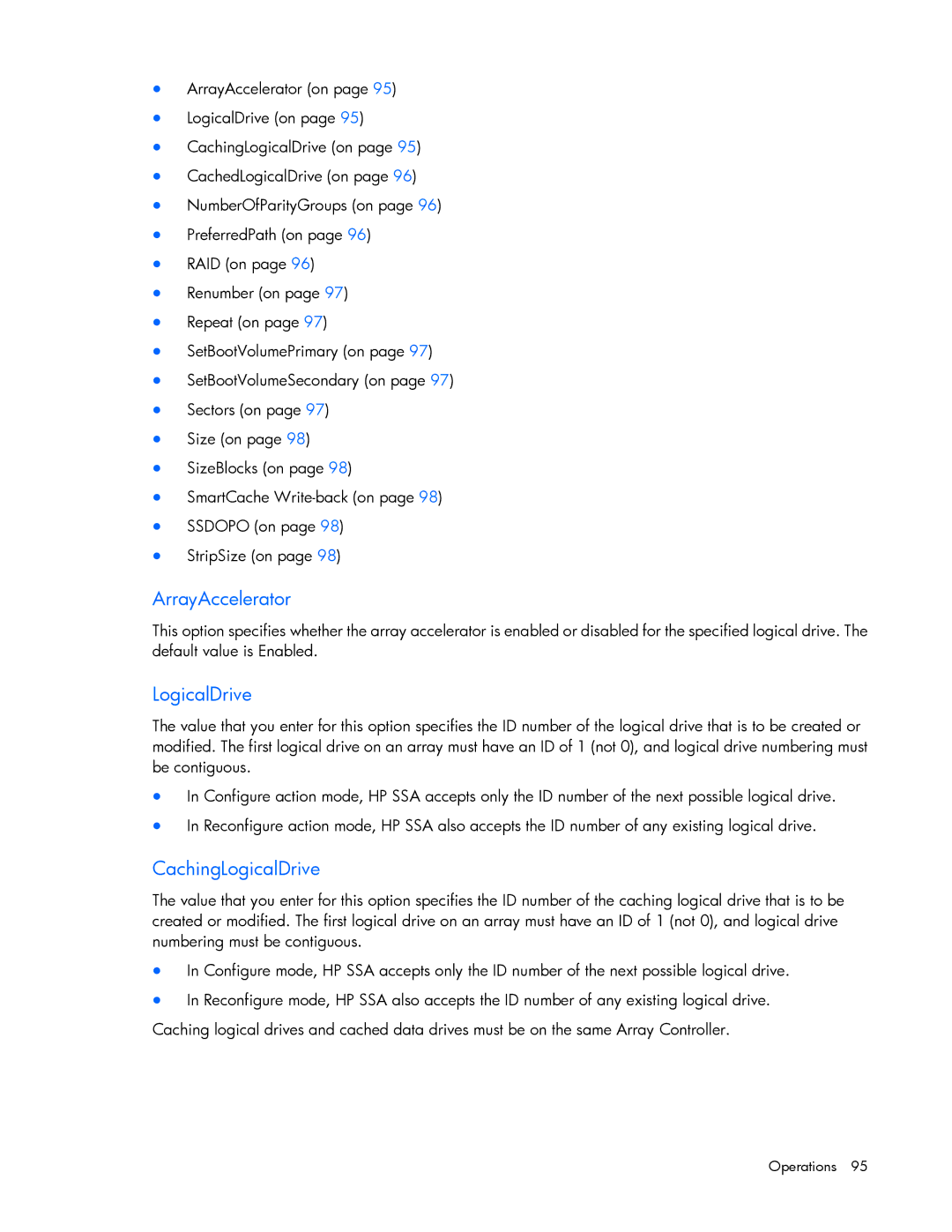 HP Smart Storage Adstrator manual ArrayAccelerator, CachingLogicalDrive 