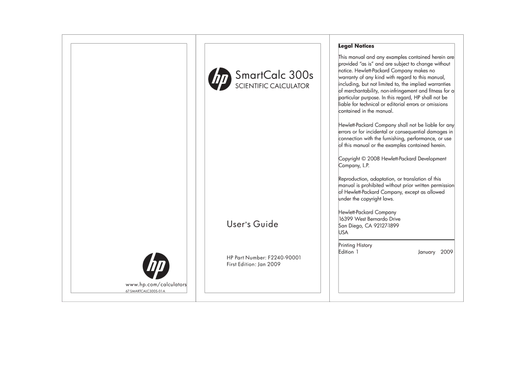 HP SmartCalc 300s manual 