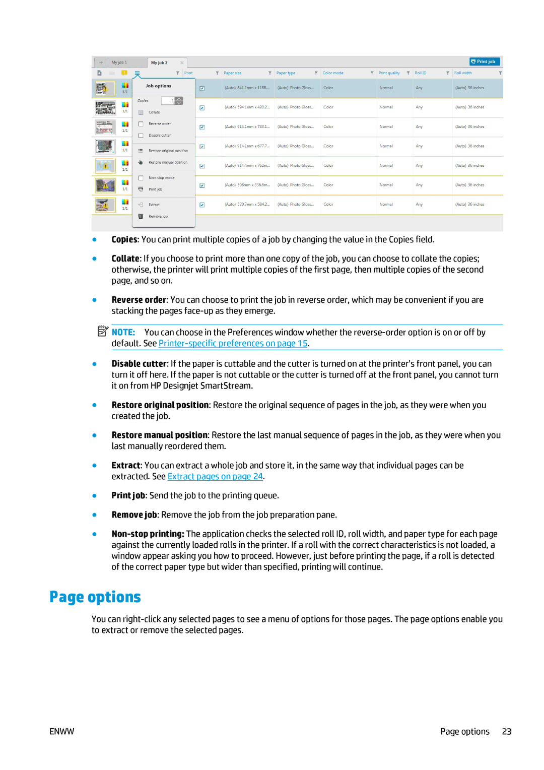 HP Prepress Software, SmartStream Designer manual Options 