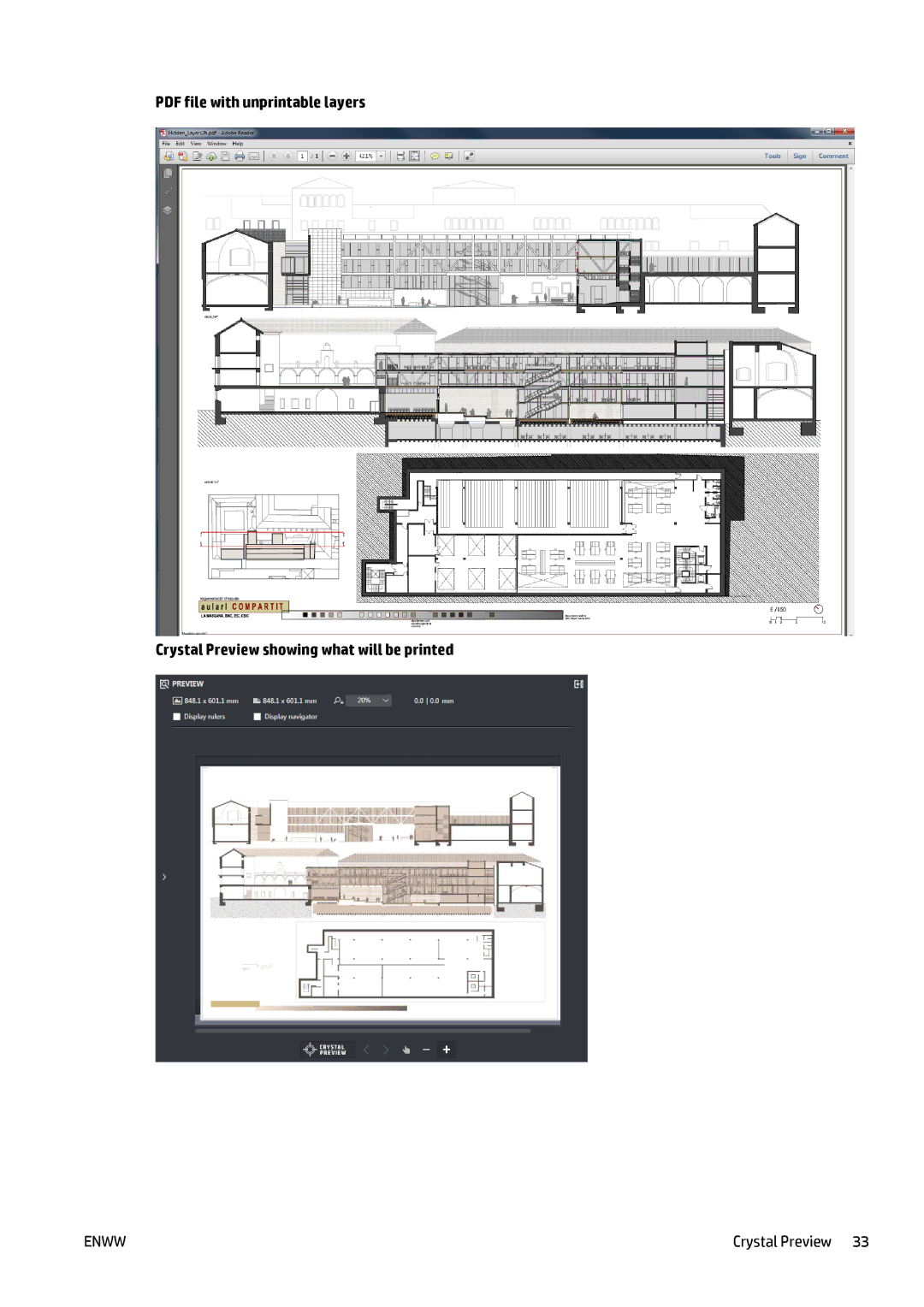 HP Prepress Software, SmartStream Designer manual Crystal Preview showing what will be printed 