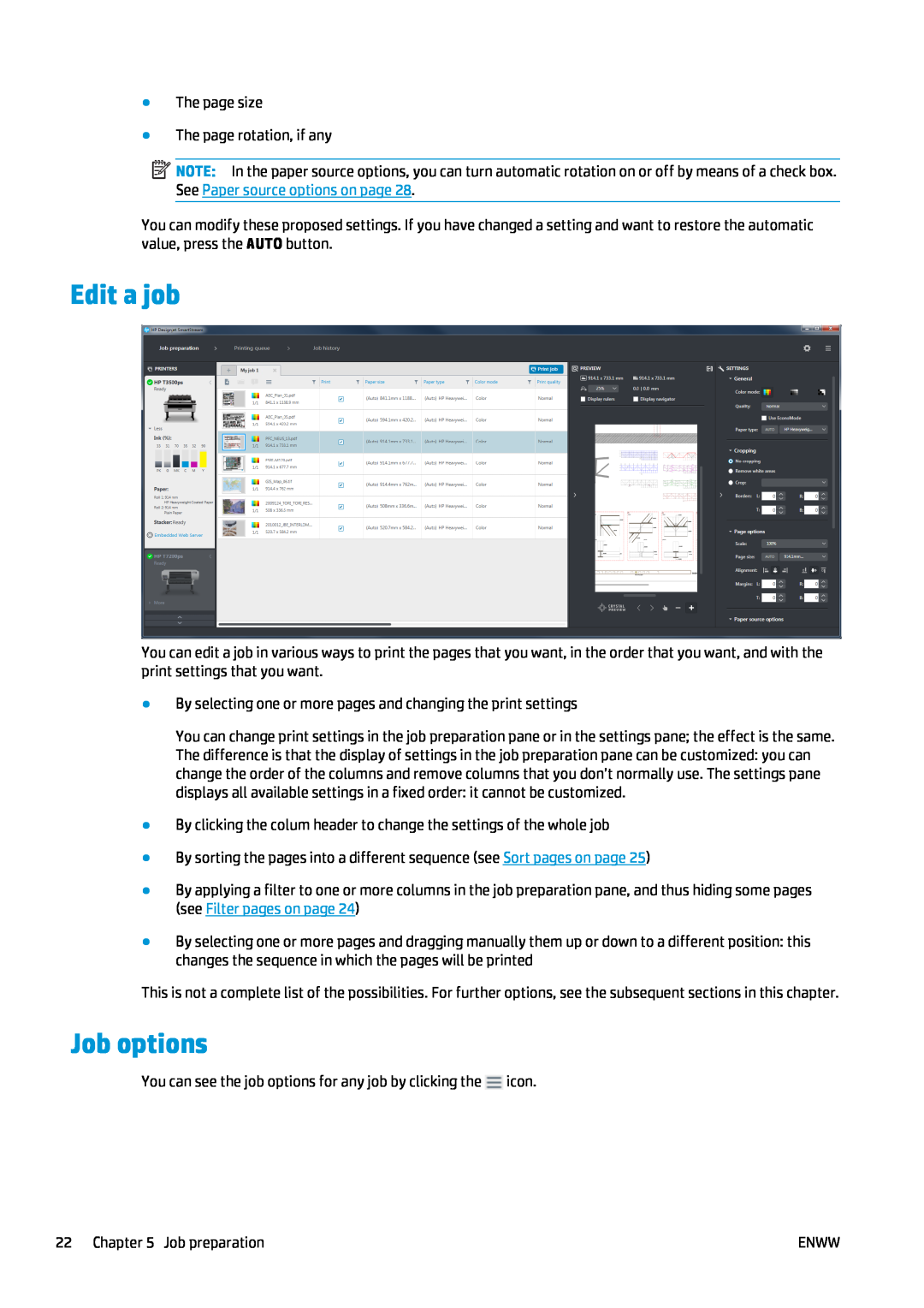 HP SmartStream Software for s manual Edit a job, Job options 