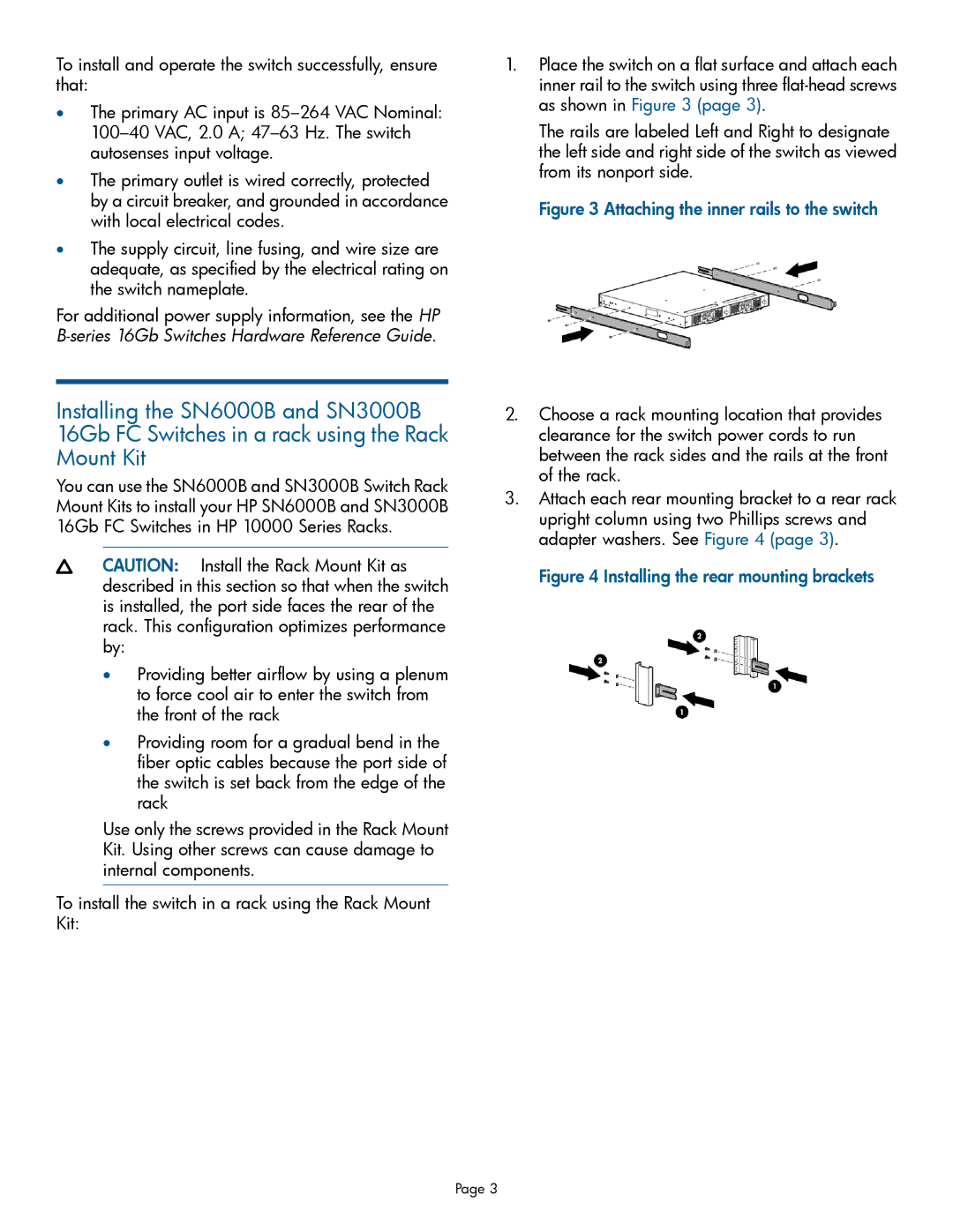 HP SN3000B, SN6000B manual Attaching the inner rails to the switch 